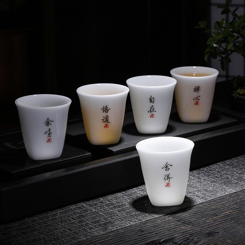 Jade Porcelain Ice Tea Tasting Cup Ceramic Kung Fu Tea Cup White Porcelain Single Cup Master Cup Guest Cup Japanese Style Tea Bo