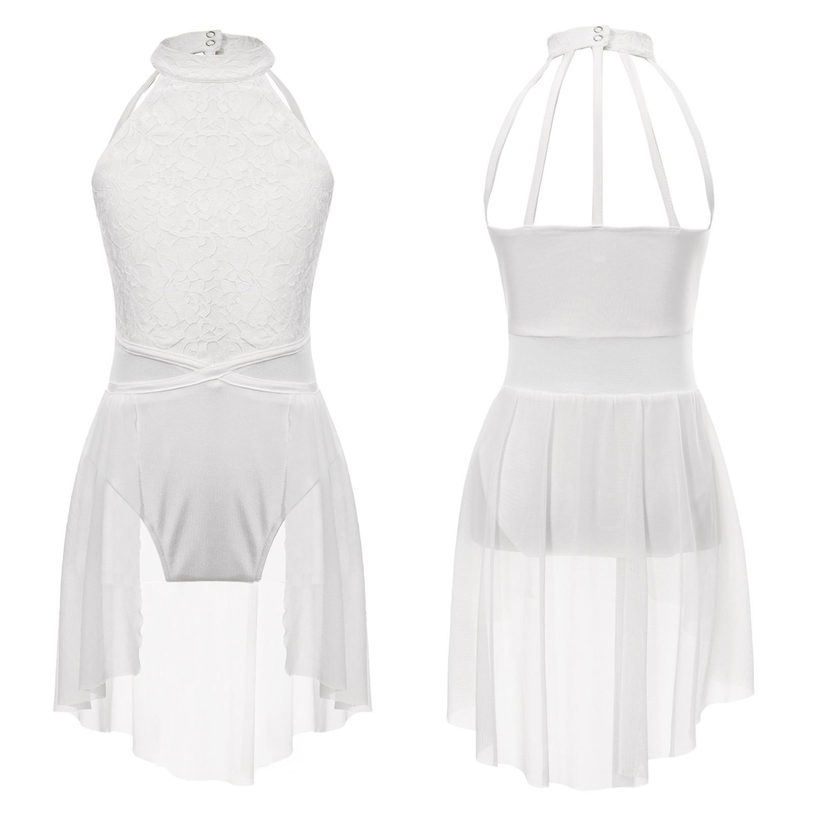 HULIJA Kinderen Meisjes Pailletten Ballet Dans Jurk Lyrische Danskleding Ballroom Gymnastiek Hemdje Modern eigentijds Kostuum 11-12 Years ivoor