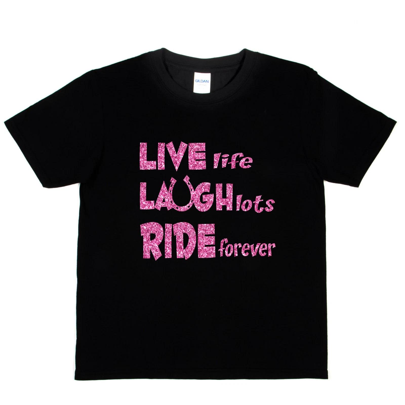 Live Laugh Ride Horse Riding Poiny Birthday Funny Girls Kids T shirt XL