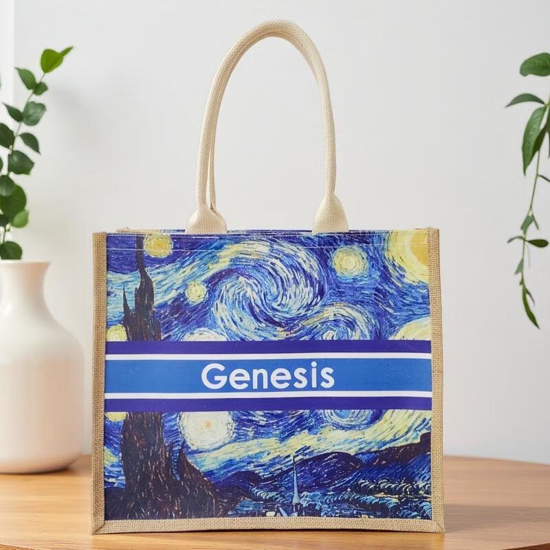 Miaoqiao Linen Waterproof Lunch Tote Bag