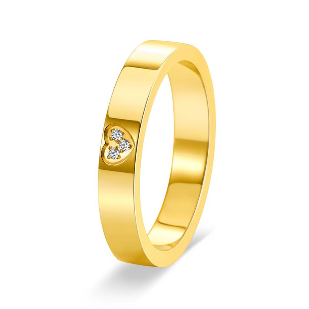 18K Gold Heart-shaped Women's Rings with Diamond Minimalist Dainty Love Symbol Stackable Bands for Engagement Wedding Jewelry