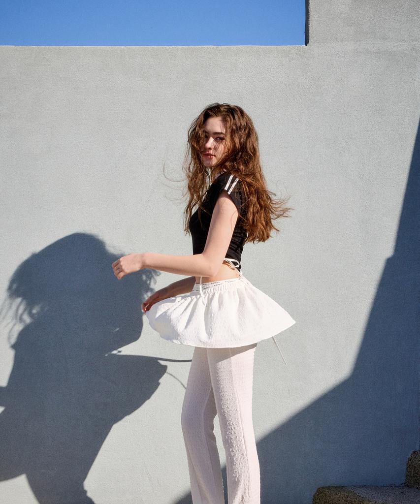 Candini White Seersucker Wrap Skirt