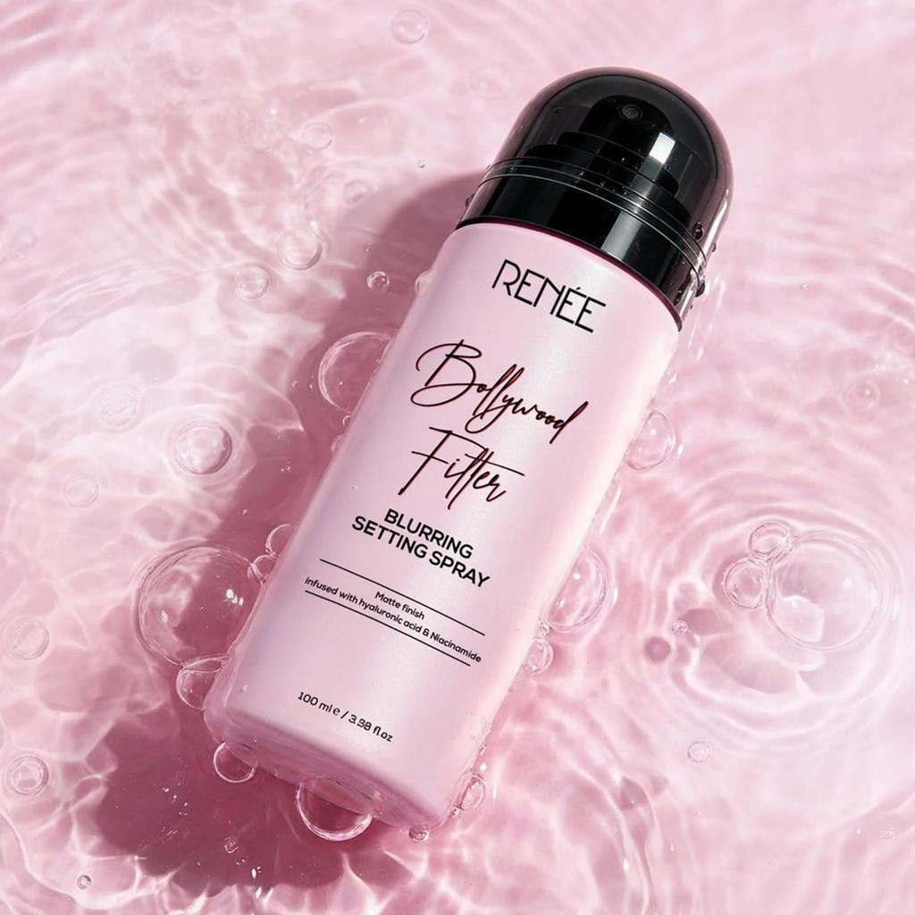 RENEE Bollywood Filter Weichzeichnendes Fixierspray für das Gesichts-Make-up, Mattes Finish & Poren-Weichzeichner-Effekt mit Niacinamid & Hyaluronsäure, Langanhaltend M