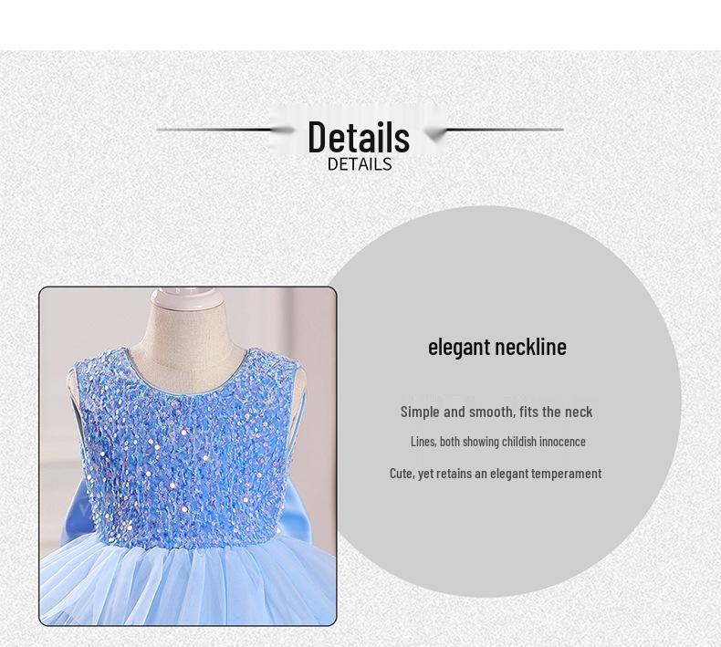 Girls' 2025 Summer Formal Piano Performance Dress - Stylish Backless Princess Gown for Children's Fashion Show