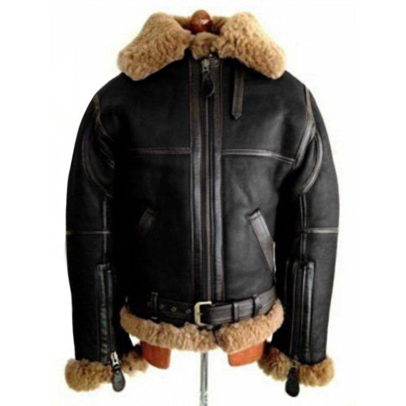 leather jacket with sheep wool