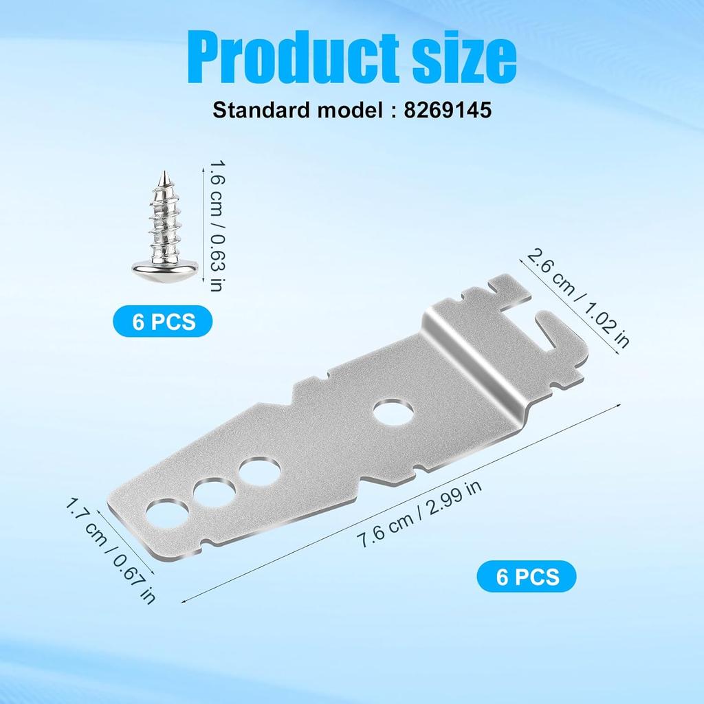 6pcs 8269145 Dishwasher Mounting Bracket with Screws, Undecounter Dishwasher Replacement Part Dishwasher Side Mount Clips Dishwasher tallation Kit