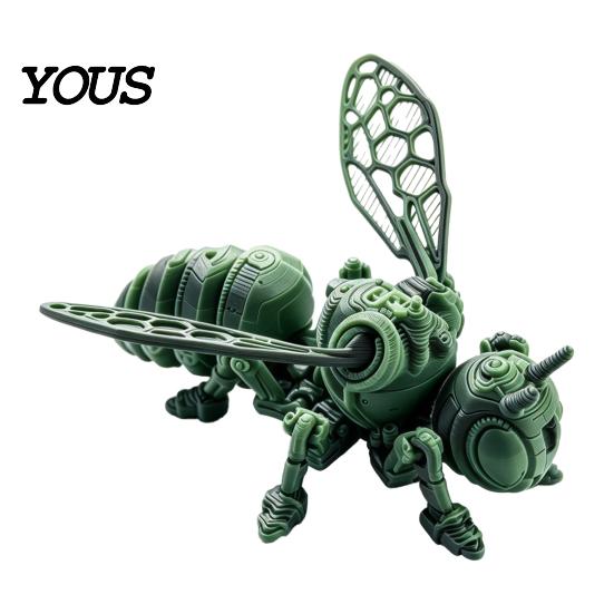 3D Printed Bee Toy Refrigerator Magnet, Realistic Flexible Joint Figurine, Articulated Magnetic Fridge Decoration Decor for Kitchen & Office
