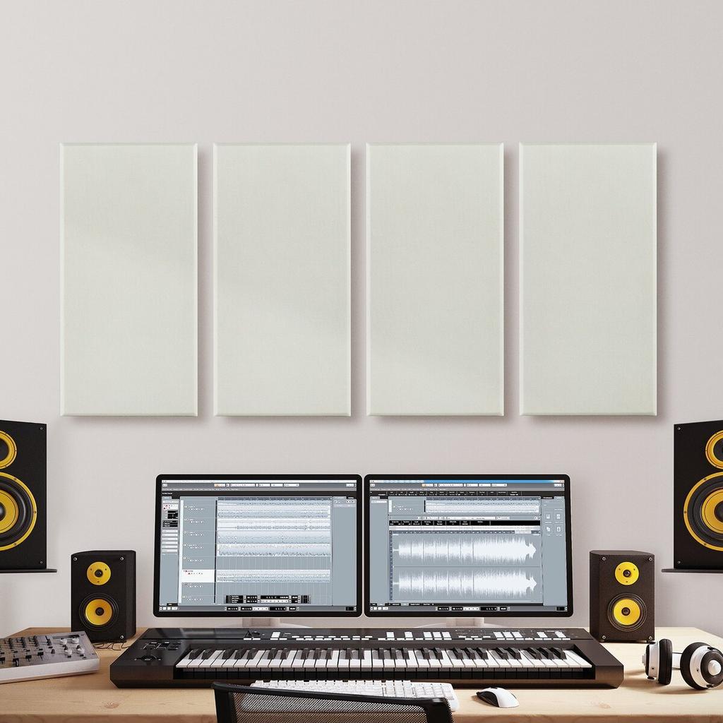 4 PCS Acoustic Wall Panels 2 In Thick 23.6 X 11.8 In Self-adhesive Beige