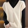 Jesienny Zimowy Dzianinowy Kamizelka Damska Dekolt V Koszulka Luźny Wszechstronny Bez Rękawów Dzianinowy Sweter Pulower