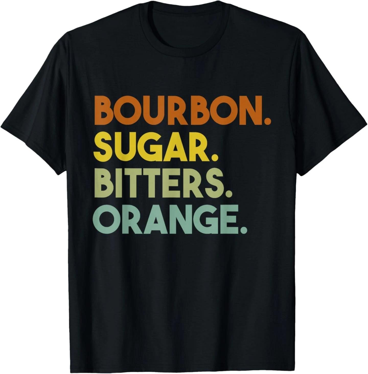 Bourbon Sugar Bitters Orange Old Fashioned Cocktail Retro T-Shirt 4XL