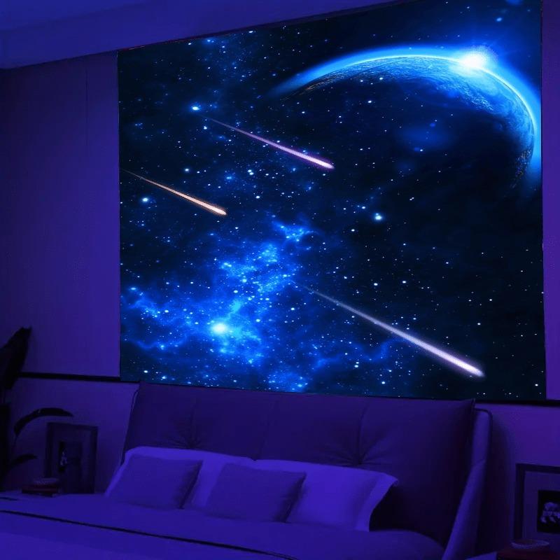 Ultraviolet Milky Way Galaxy Luminous Tapestry, Indoor Mood Create Atmosphere, Psychedelic Luminous Art, Bedroom Decoration
