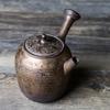 220ml Gilded Ceramic Side Handle Teapot Japanese Retro Coarse Pottery Filter Kung Fu Tea Set