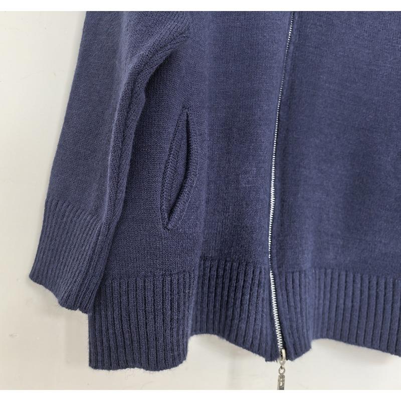 Double Zipper Lapel Thick Fashion Lazy Sweater Autumn and Winter New Loose Plus Size Knitwear Women