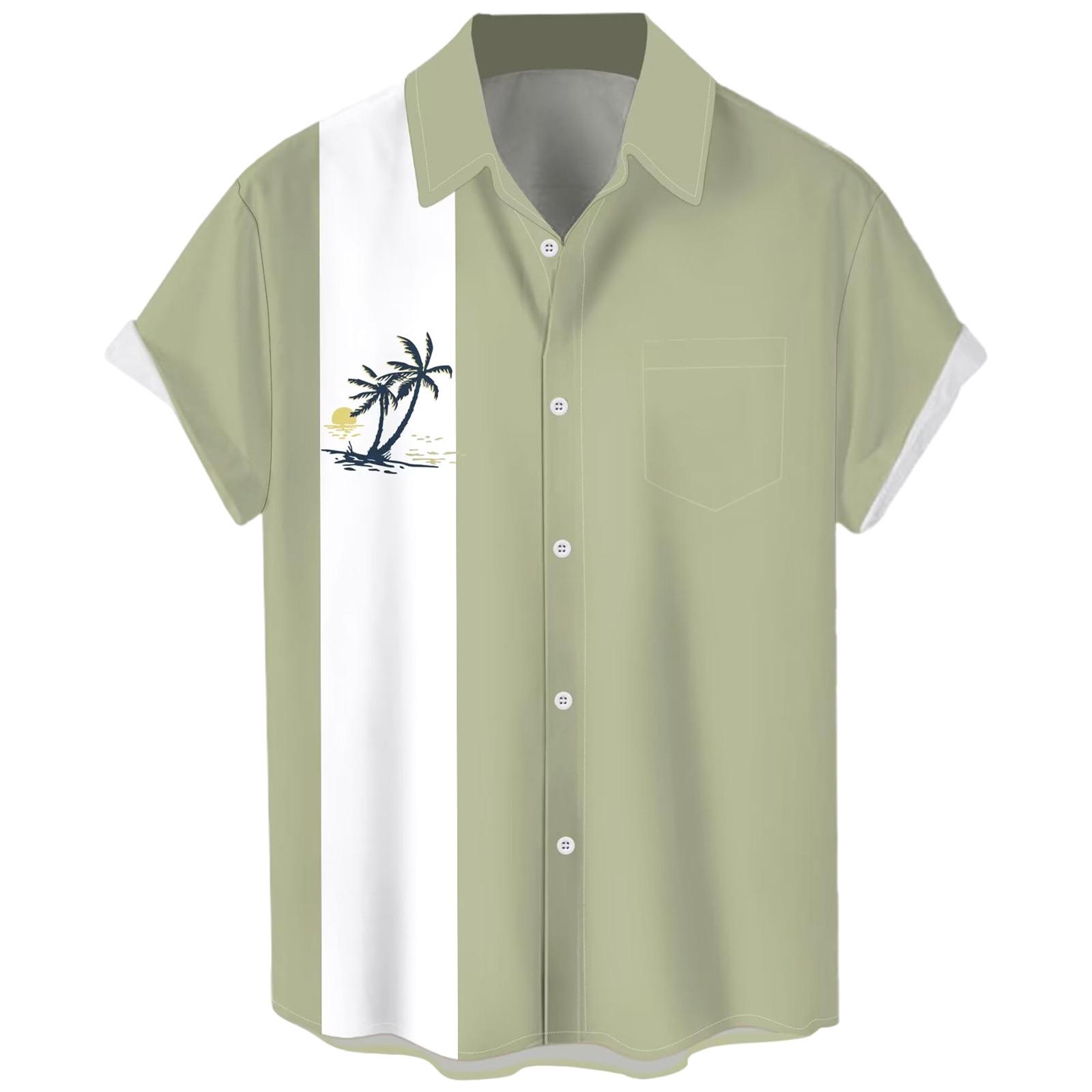 

Гавайская рубашка для мужчин, мужские винтажные рубашки для боулинга на пуговицах, летняя пляжная рубашка с коротким рукавом XXL