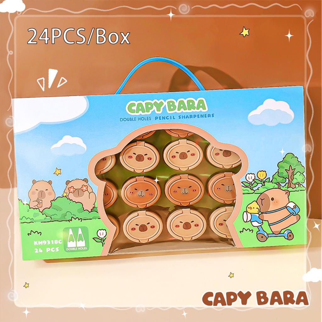 Cute Capybara Cartoon Flip-Top Dual Hole Sharpener for Kids Mini Portable Compact Pencil Sharpener School Supplies Learning Tool