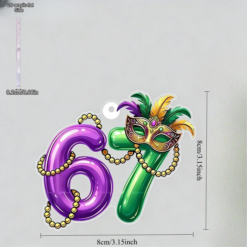 Six Seven Mardi Gras Ornament with Golden Masks Pattern, No Electricity Needed, Nurseries, Vintage Home Decor Wall for Bar Kitchen, Restaurant Shop Wa