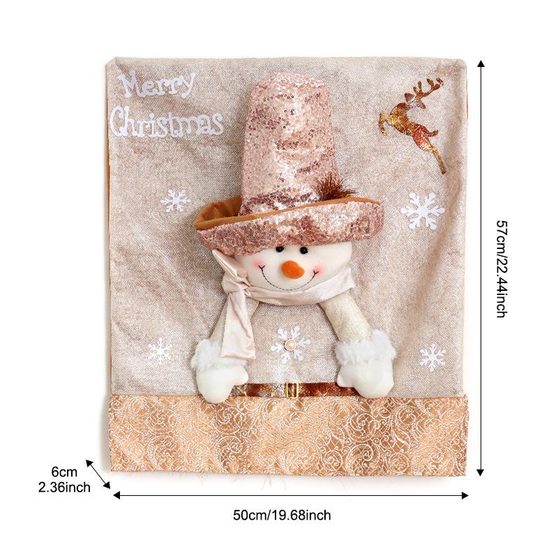 Christmas Chair Cover Home Xmas New Year Decoration Supplies Chair Seat Cover 3D Santa Claus Snowman Elk Chair Back Cover