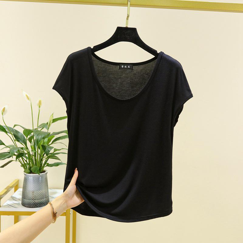 Women's Modal Sleeveless Thin Base Layer T-Shirt - Round Neck, Loose Fit, Plus Size, Solid Color, Slimming Top for Spring/Summer