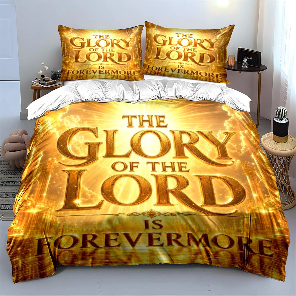 Glory of the Lord Golden Bedding Set Bedding set (1 duvet cover, 2 pillowcases, duvet not included)