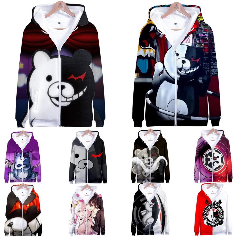 Cozy Danganronpa Monokuma Hoodie With Vibrant 3d Print For Anime Fans