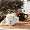 Korean Colored Mug with Lid Spoon High End Ceramic Cup Household Water Cup Living Room High Value Coffee Cup