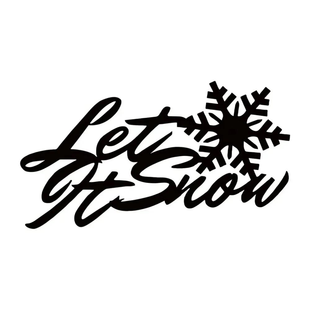 Let It Snow Metal Sign, Snowflake Text Metal Wall Art for Living Room, Front Door, Corridor Decor