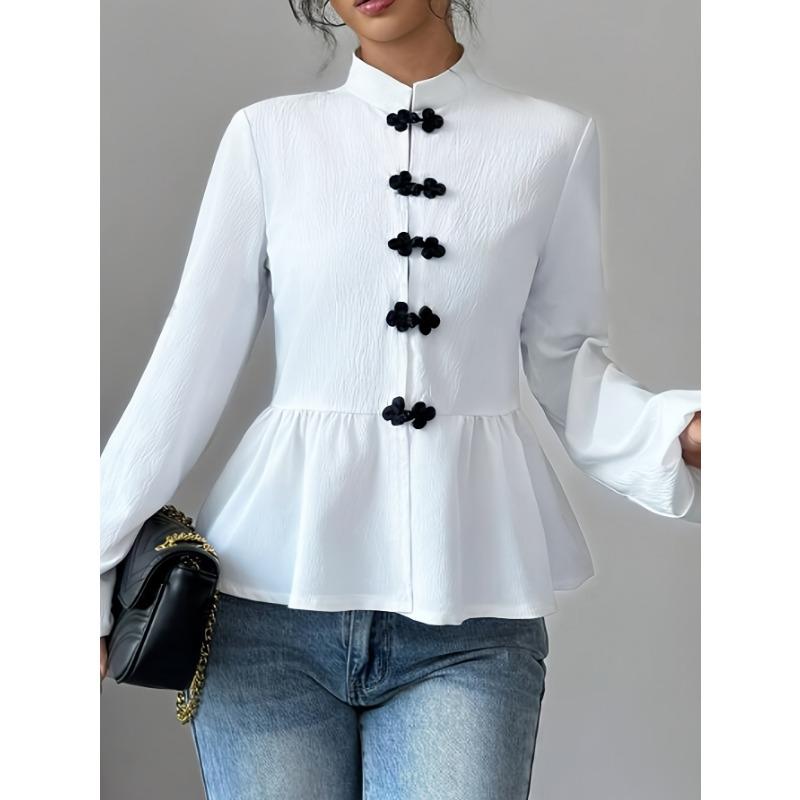 Long Sleeve Slim Fit Pullover Shirt Women S Solid Color Elegant