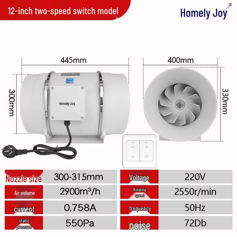 Remote-Controlled Axial Flow Indoor Exhaust Fan with Turbo Ventilation