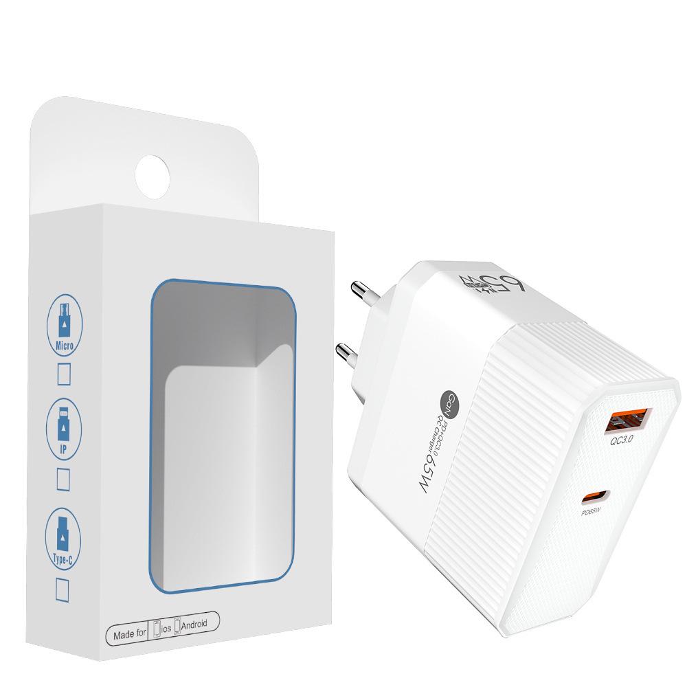 Chargeur Rapide GaN 65W QC3.0 pour Téléphones & Tablettes, Norme UE
