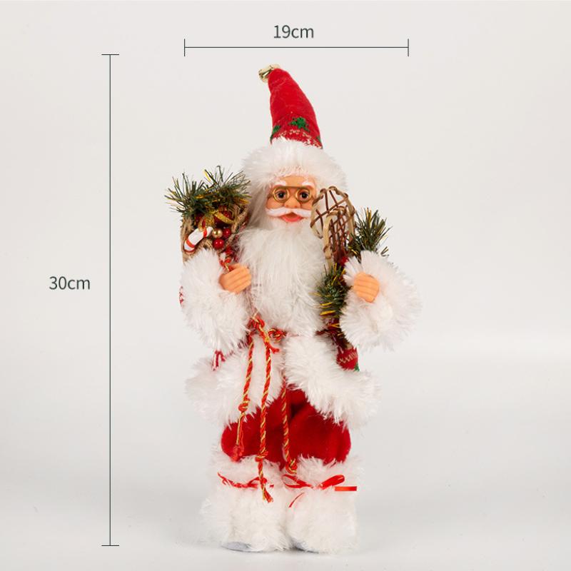 Christmas Decorations pink Santa Claus Dolls Standing Christmas Figurine Holiday Decoration Ornaments Layout Window Decoration