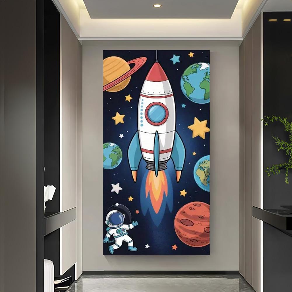 Fantasy Space Astronaut Rocket Kids Birthday Party Decorations Background Supplies Cartoon Cosmic Planet Photography Backdrop