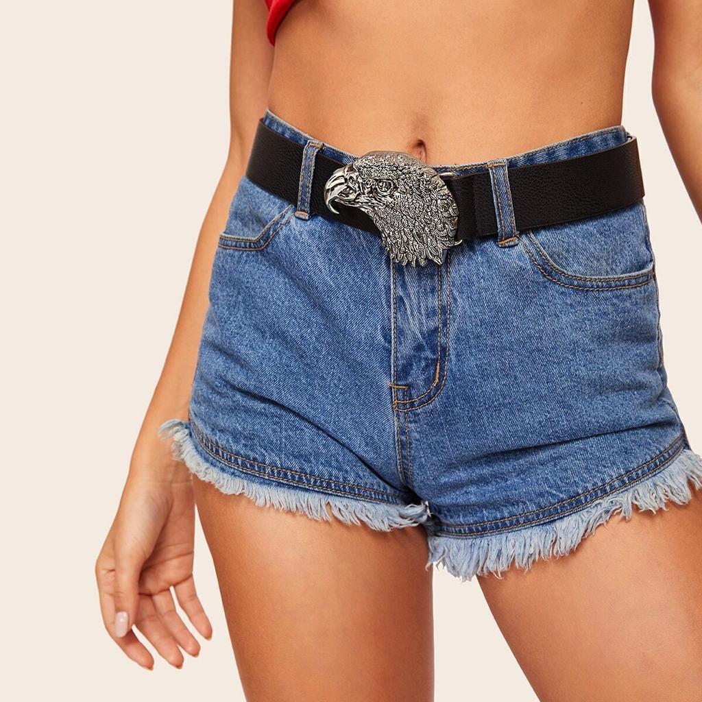 Pure Handmade New Female Eagle Atmospheric and Fashionable Flat Belt Big Buckle Scalp Belt