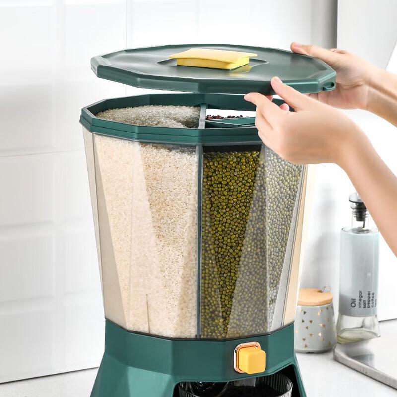 Rotating Divided Rice Dispenser with Moisture & Pest Protection