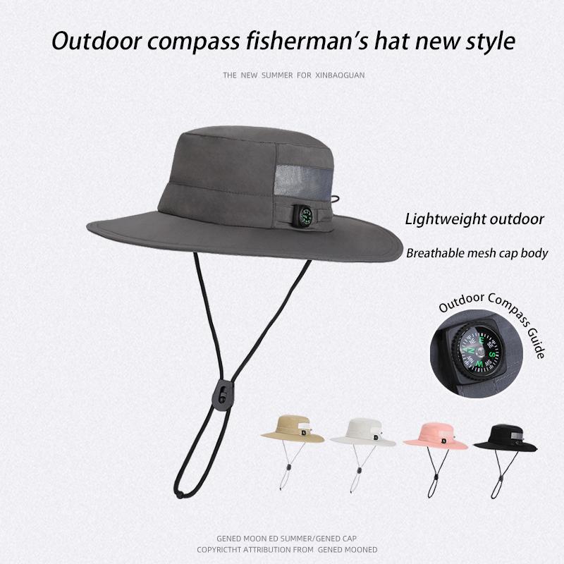 6146-New summer sun protection hat for ladies, quick-drying, waterproof and breathable wide-brimmed fishermanhatformenfishingand
