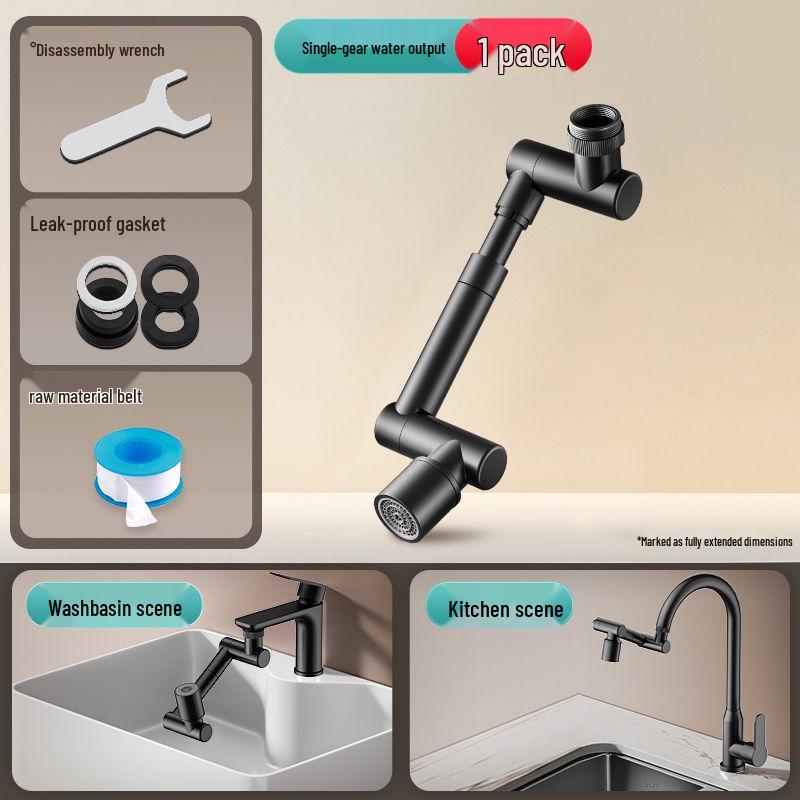 Universell robotarm sprutsikker kranforlenger med svingbart dusjhode booster