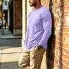 Men's Casual Long Sleeve Round Neck T-Shirt with Pocket for Everyday Wear