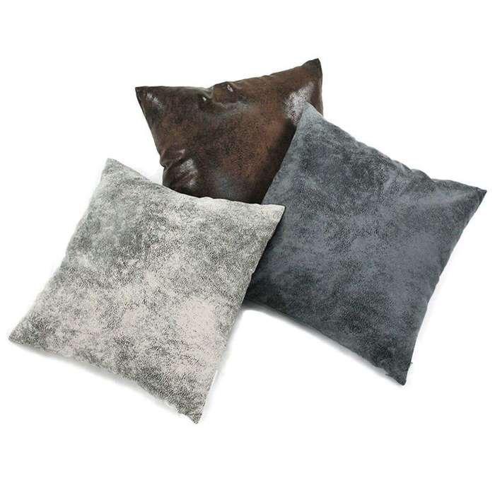 Brown Leather-look Cushion 40x40cm HAVANE