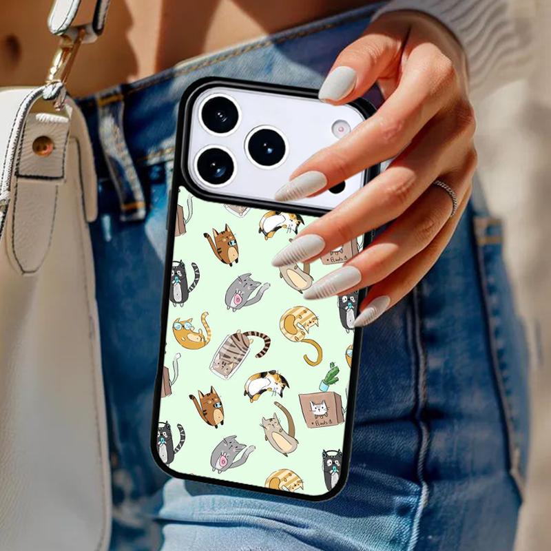 Funny Cartoon Cat Phone Case For iPhone 17 Air 14 15 13 12 Max Cover For Apple 14 15 16 16e 11 Pro Max Plus Coque
