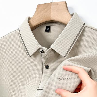 Solid Color Daily Casual Polo Shirt for Men, Comfortable and Breathable Business Thin Top, Youth Dad Outfit, Short Sleeved Men