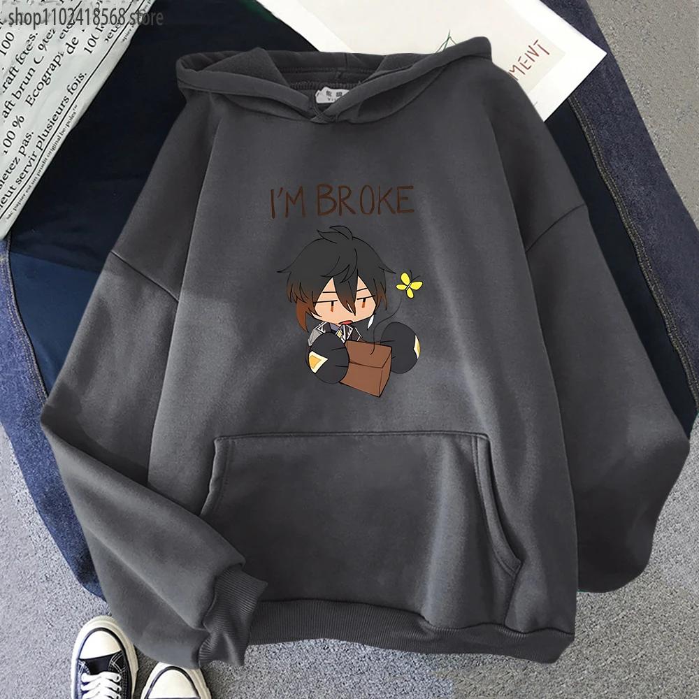 Zhongli Genshin Impact Meme Hoodie Men Gothic Long Sleeve Sweatshirts Kawaii Clothes Sudadera Y2k Tops Crewneck Women