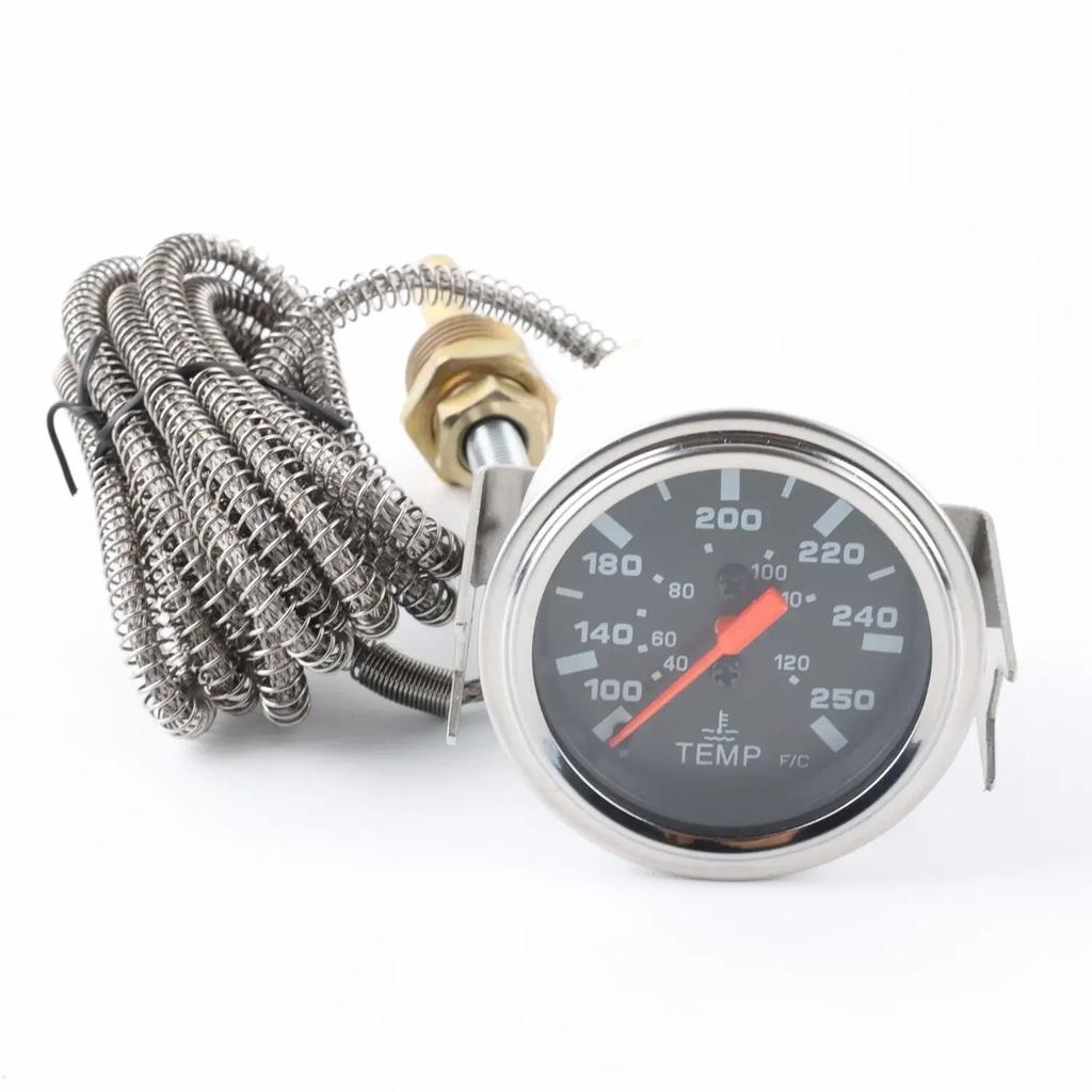 Manomètre mécanique de température de l'eau (12V, 2"/52MM) - 40-120℃/100-250℉, Livré avec capteur NPT 1/2