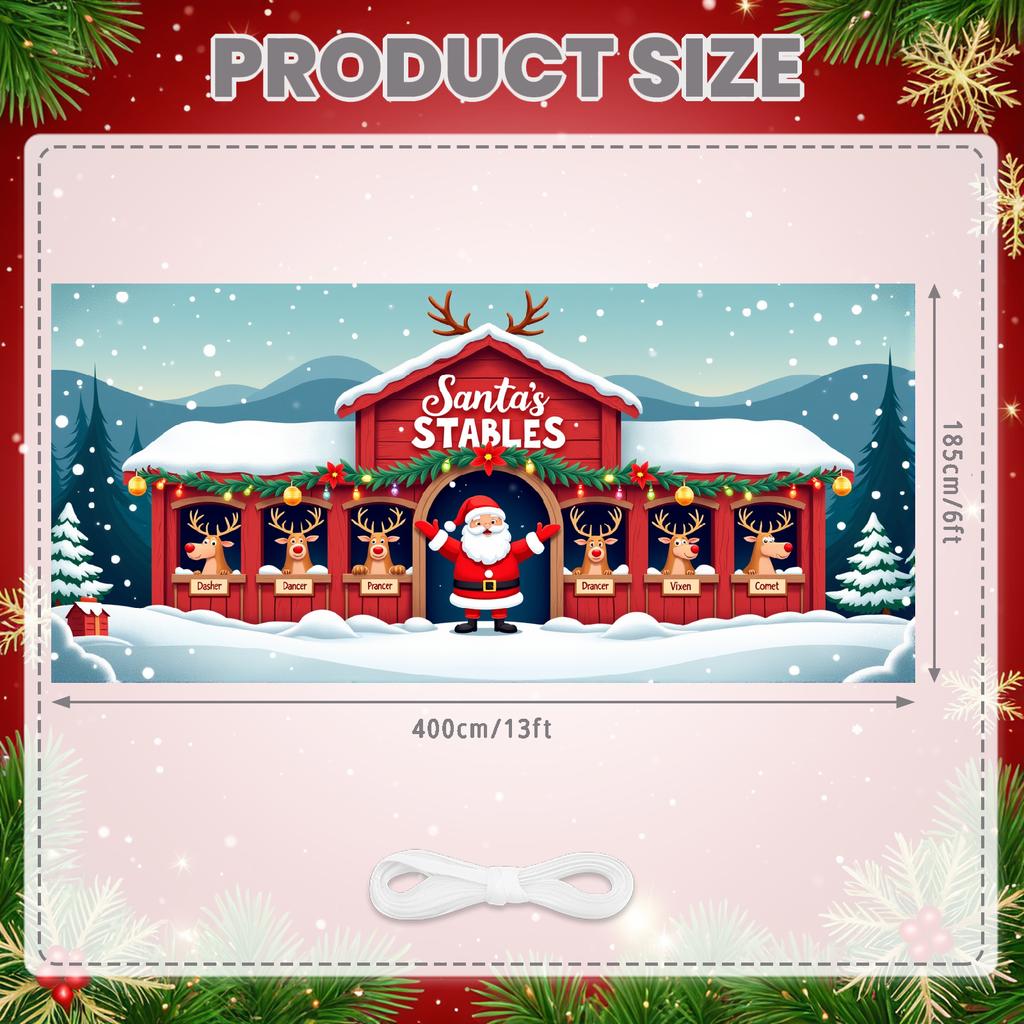 Weihnachtsdekoration Festliches Thema Feiertagsbanner Feiertagsdekoration Illustriertes Santa-Banner für Familienzusammenkunft Winter