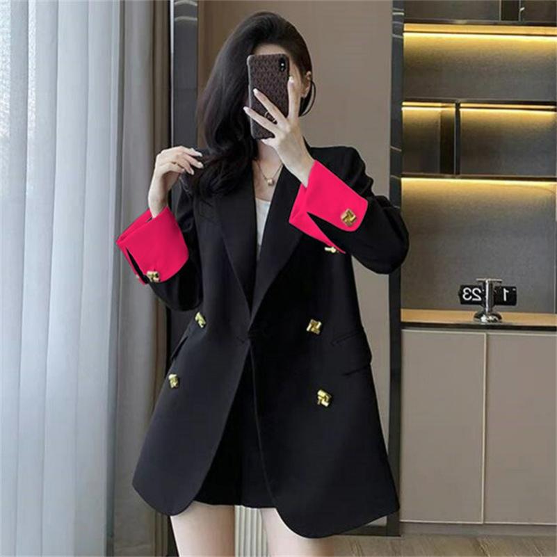 Spring and Autumn Suit Jacket Women's Casual Loose Fashion Temperament Small Suit Jacket Contrast Color Stitching