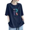 Women's High-End Pure Cotton Short-Sleeve T-Shirt, 100% Loose Fit, Slimming Versatile Round Neck Casual Top