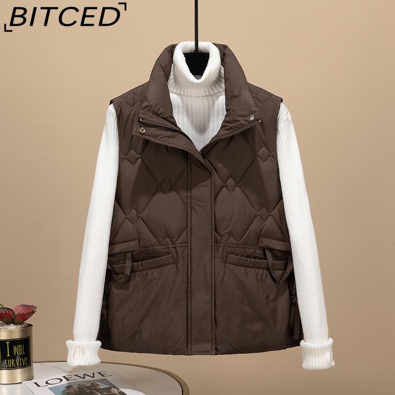 

BITCED Autumn/Winter Women s Short-Sleeved Fashion Cotton Waistcoat Loose-Fitting, Thickened Waistcoat XXL кофейный