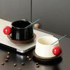 Japanese Transparent Glass and Wooden Coffee Cup and Saucer Afternoon Tea Dessert Tea Cup Large Capacity Office Tea Cup Decor