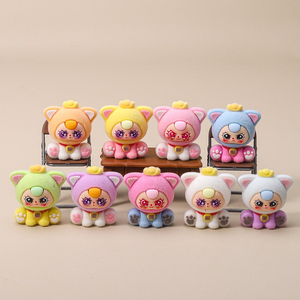 9pcs/Set Mini Baby Three Figure Toy Cat Figurine Desktop Decoration Model Ornaments Toys Boys Girls Christmas Gifts