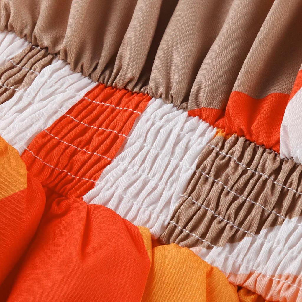 Rochie neregulată pentru femei, cu mâneci de păpușă, cu decolteu în V, imprimeu