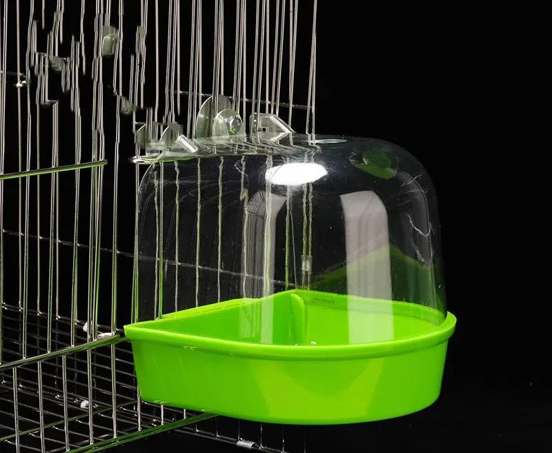 

Small Bird Bathing Kit for Parakeets Cockatiel Lovebird Myna Bath Box Anti-Splash Design Detachable Pet Bird Grooming Accessory зелений