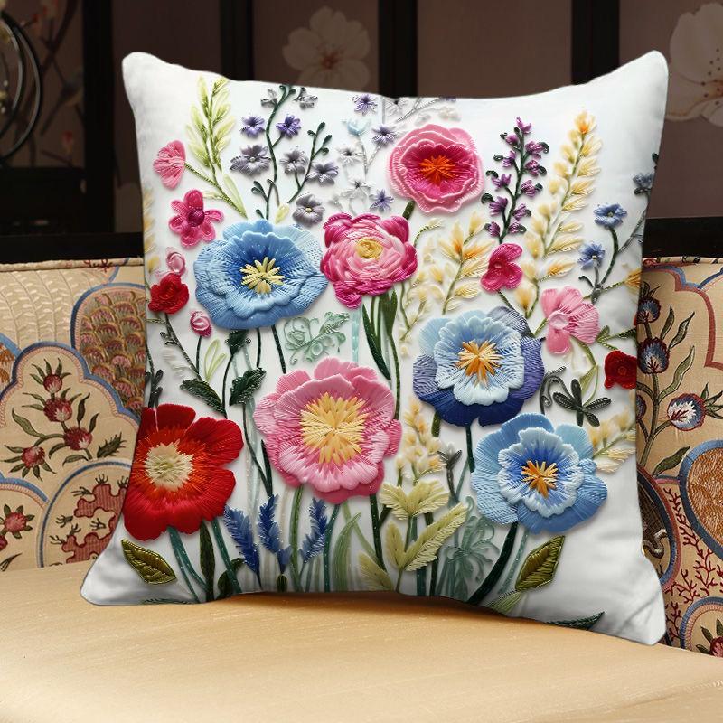 Blumen Quadratische Kissenbezug Büro Wohnzimmer Sofa Kissenbezug Bedruckt Abnehmbar Waschbar Kissenbezug
